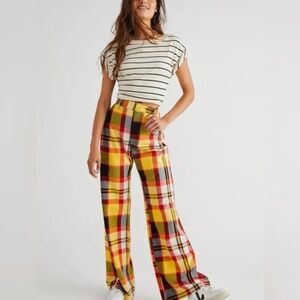 Free People - Plaid Wide Leg Pants
